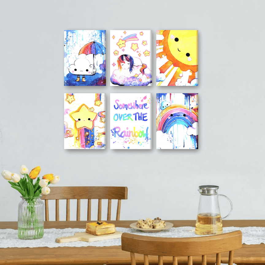 6 Mini Paintings | Kawaii Kawaii Rainbow Set - By Tiny Tami - Mockup