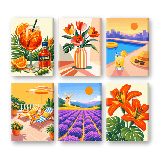 6 Mini Paintings - Gorgeous Summer Set- Paint by Numbers