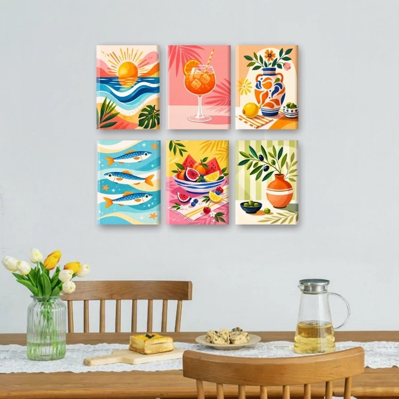 6 Mini Paintings - Mediterranean Holiday Set