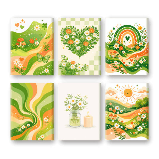 6 Mini Paintings - Green Garden Set- Paint by Numbers