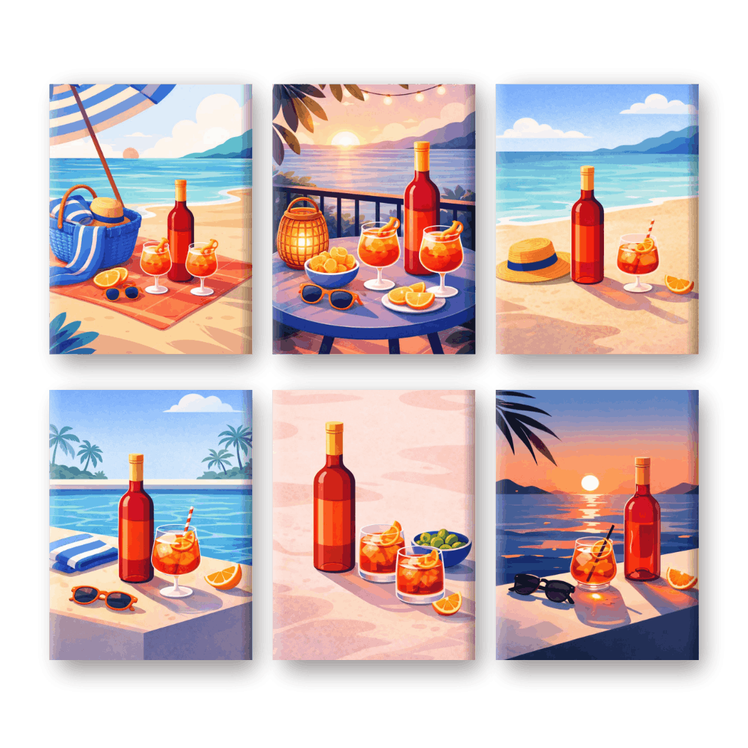 6 Mini Paintings - Aperitivo Summer Set- Paint by Numbers
