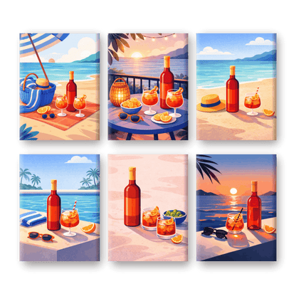 6 Mini Paintings - Aperitivo Summer Set- Paint by Numbers