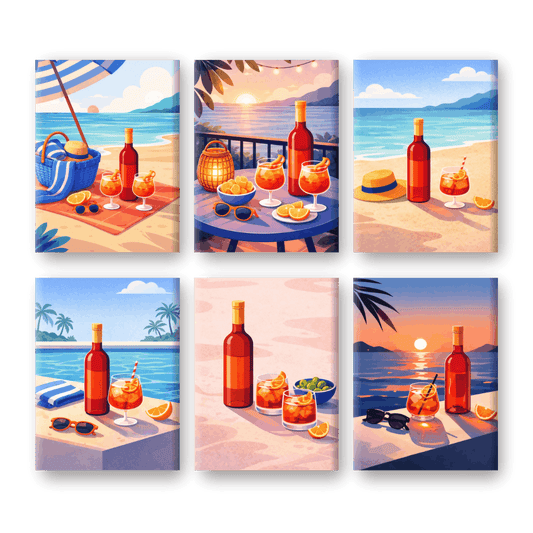 6 Mini Paintings - Aperitivo Summer Set- Paint by Numbers