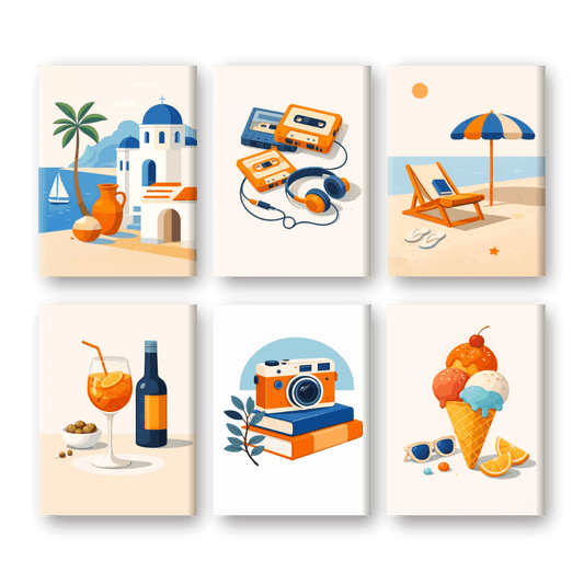 6 Mini Paintings - Mediterranean Summer Set- Paint by Numbers
