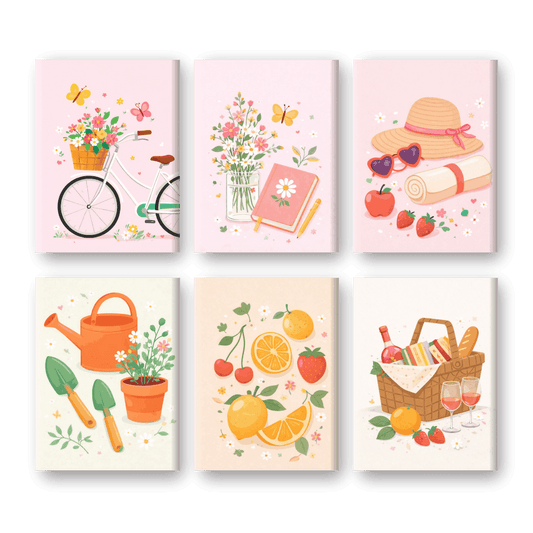 6 Mini Paintings - Spring Vibes Set- Paint by Numbers