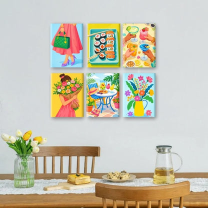 6 Mini Paintings - Colorful Spring Set