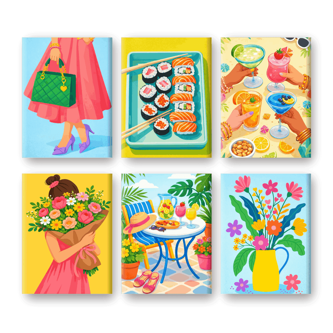 6 Mini Paintings Colorful Spring Set Paint by numbers