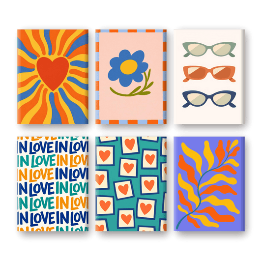 6 Mini Paintings - Retro Love Set- Paint by Numbers