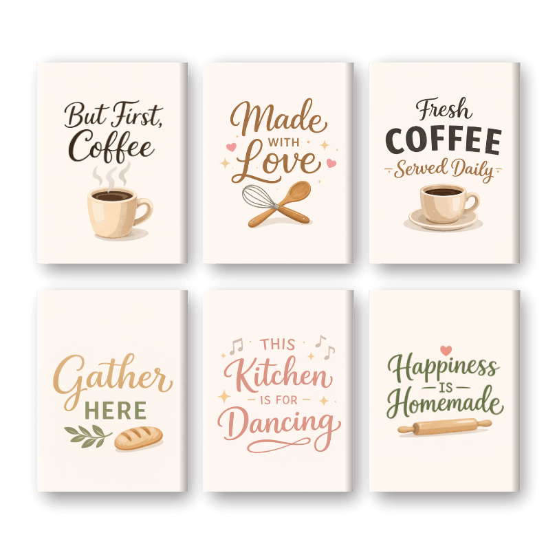 6 Mini Paintings - KItchen Quotes Set- Paint by Numbers