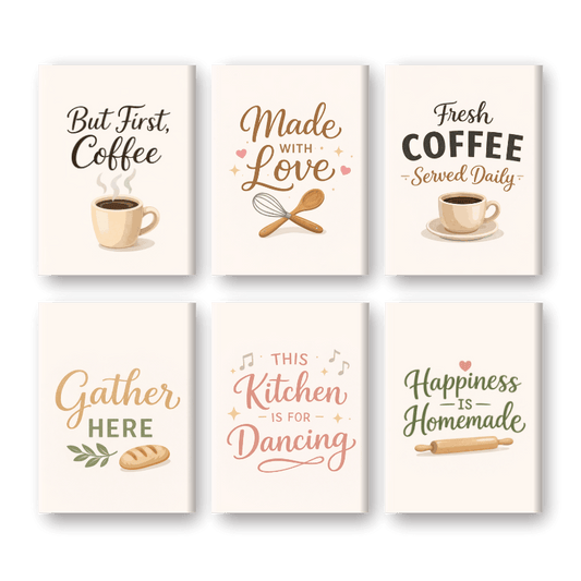 6 Mini Paintings - KItchen Quotes Set- Paint by Numbers
