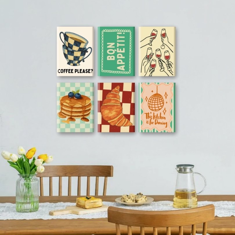 6 Mini Paintings - Kitchen Set Mockup