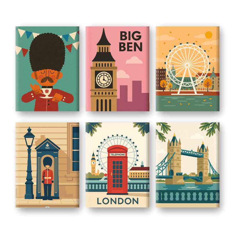 6 Mini Paintings - London Set-Paint by numbers