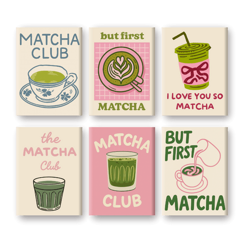 6 Mini Paintings - Matcha Set