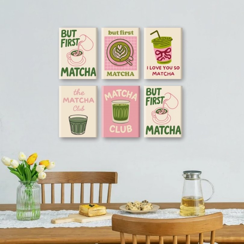 6 Mini Paintings - Matcha Set Mockup