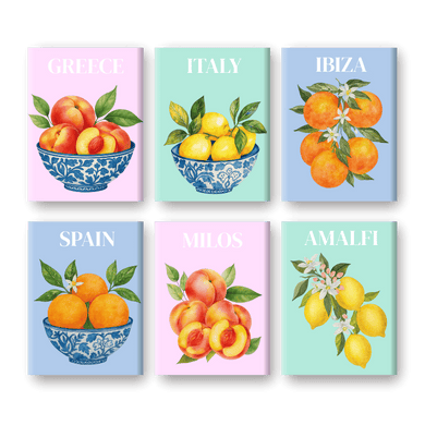 6 Mini Paintings - Mediterranean Fruit Set