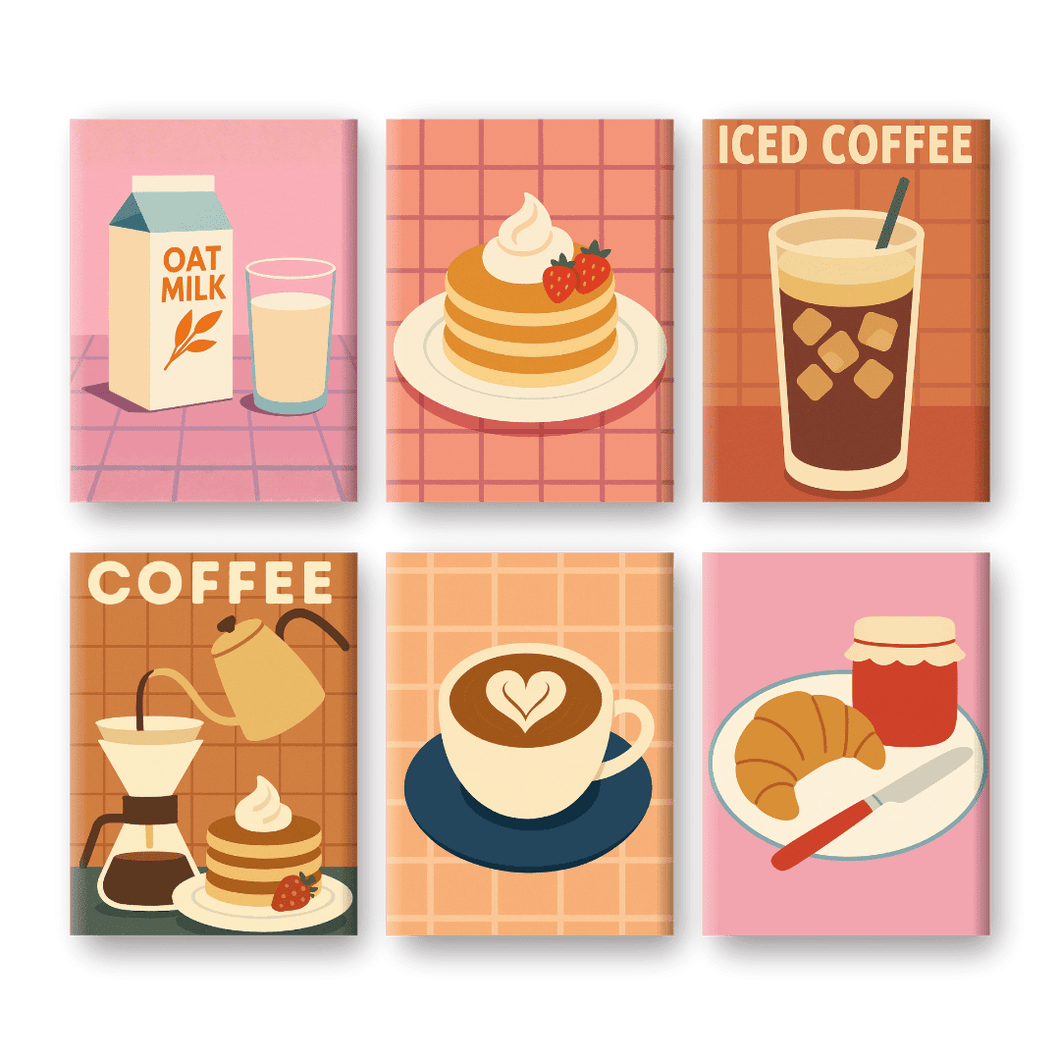 6 Mini Paintings   Morning Breakfast Set