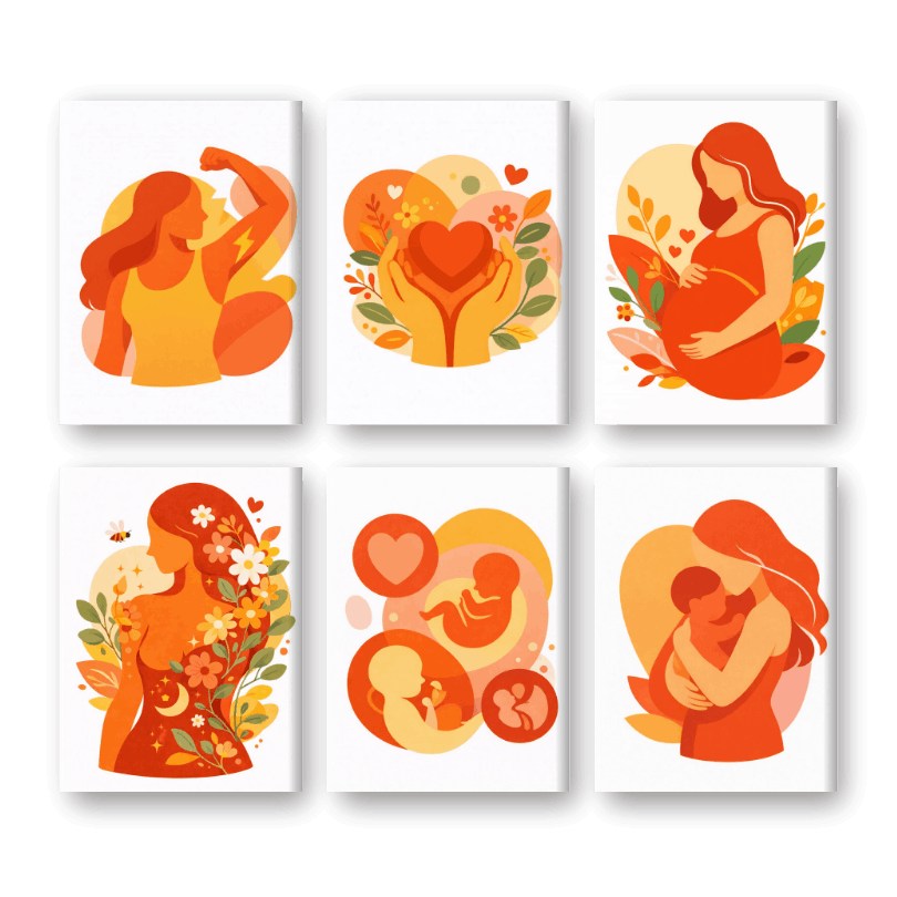 6 Mini Paintings - Motherhood Set- Paint by Numbers