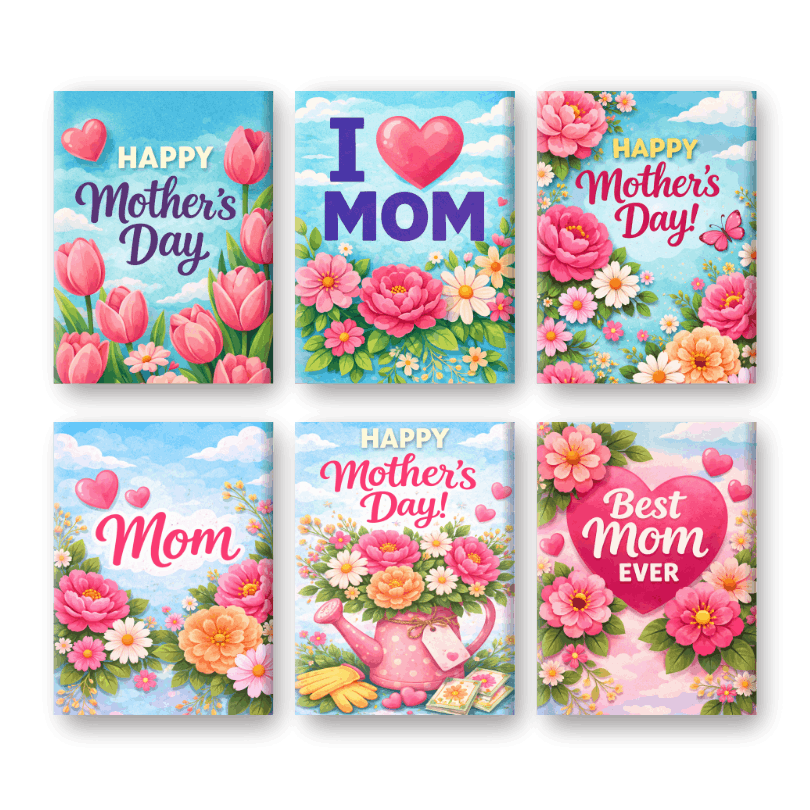 6 Mini Paintings - Mother's Day Set- Paint by Numbers