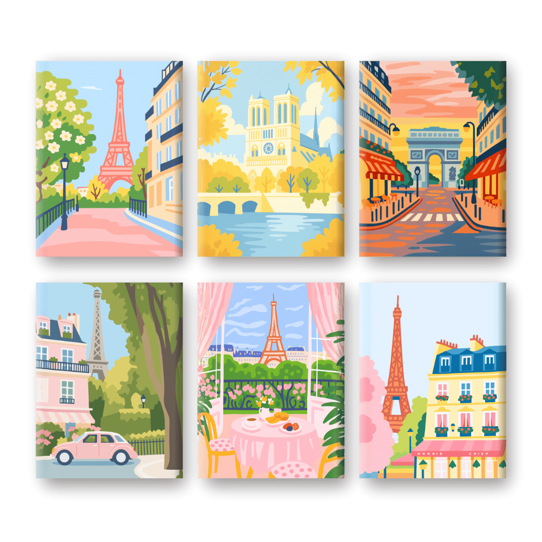 6 Mini Paintings - Paris Set-Paint by numbers