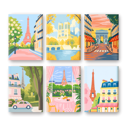 6 Mini Paintings - Paris Set-Paint by numbers