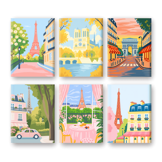 6 Mini Paintings - Paris Set-Paint by numbers