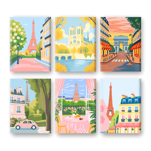 6 Mini Paintings - Paris Set