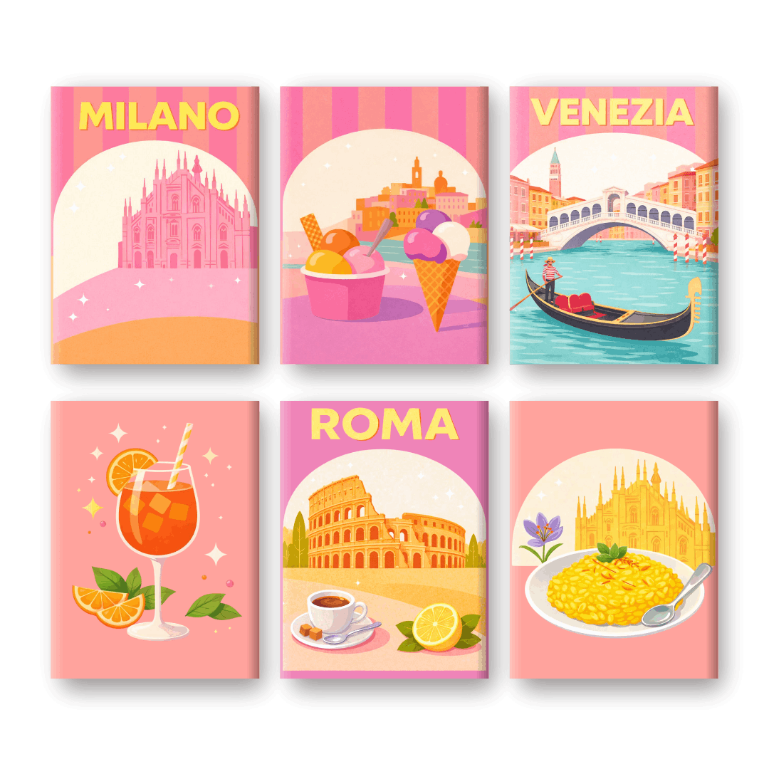 6 Mini Paintings - Pastel Italy Set- Paint by Numbers
