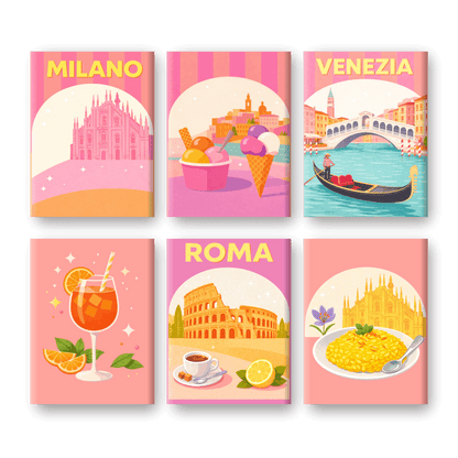 6 Mini Paintings - Pastel Italy Set- Paint by Numbers