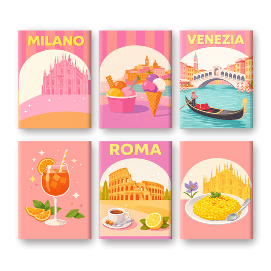 6 Mini Paintings - Pastel Italy Set- Paint by Numbers