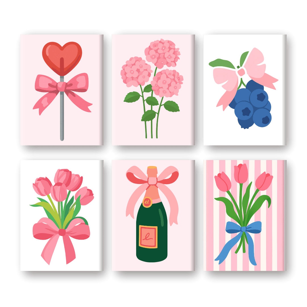 6 Mini Paintings - Pink Aesthetics Set-Paint by numbers