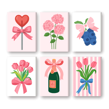 6 Mini Paintings - Pink Aesthetics Set-Paint by numbers