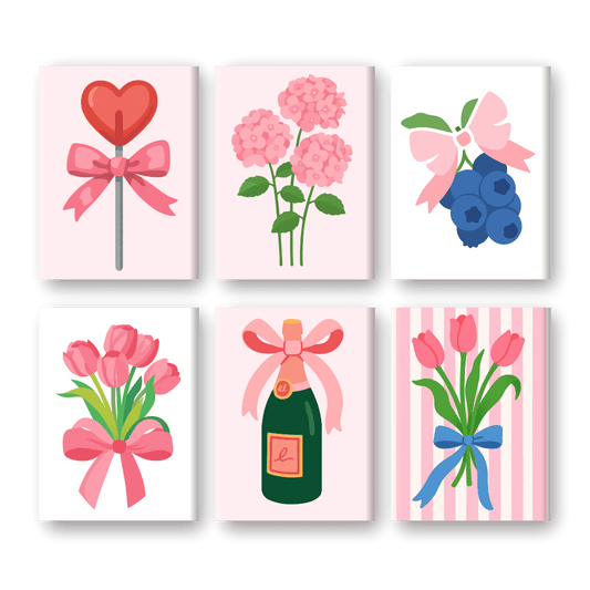 6 Mini Paintings - Pink Aesthetics Set-Paint by numbers