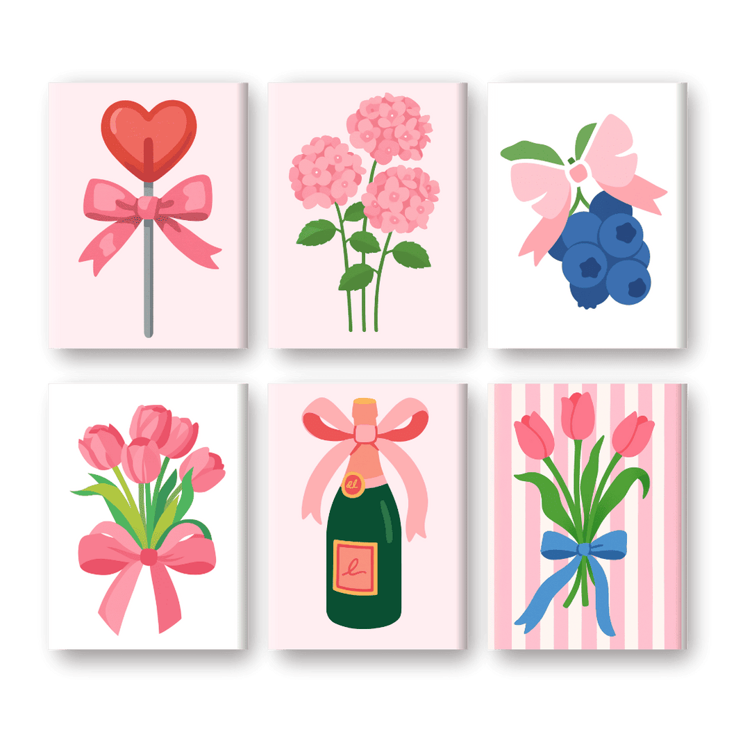 6 Mini Paintings   Pink Aesthetics Set