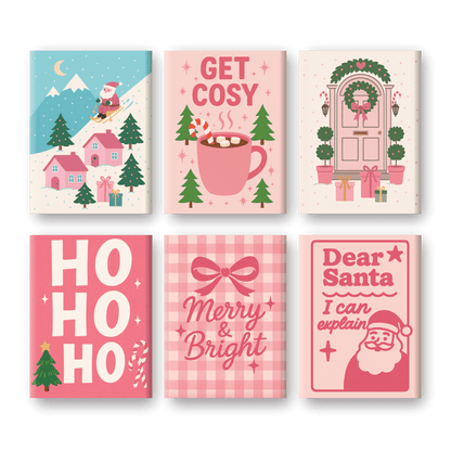 6 Mini Paintings - Pink Christmas Set-Paint by numbers