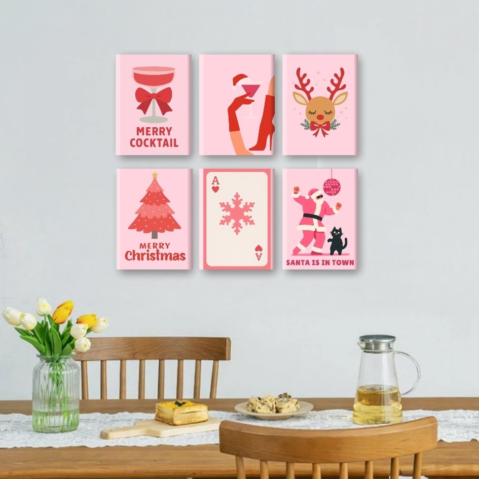 6_Mini_Paintings_-_Pink_Vibes_Christmas_Set Mockup