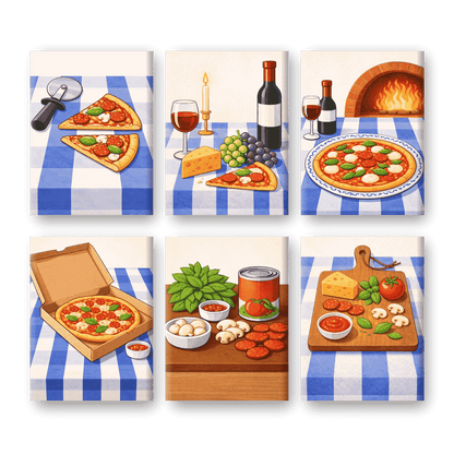 6 Mini Paintings - Pizza Dinner Set- Paint by Numbers
