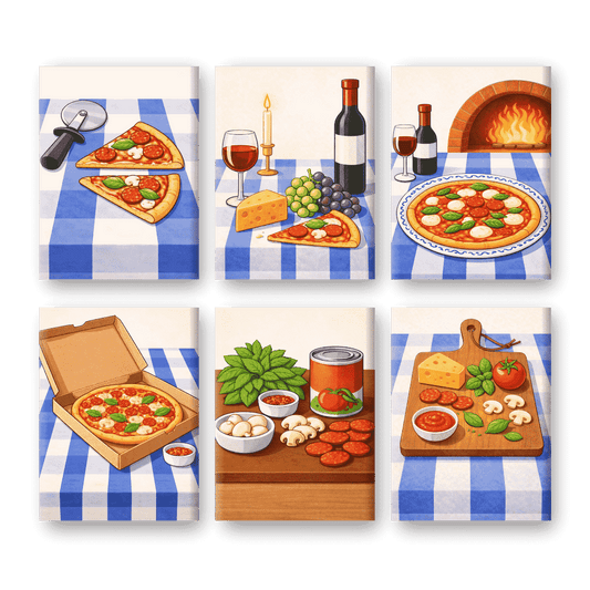 6 Mini Paintings - Pizza Dinner Set- Paint by Numbers