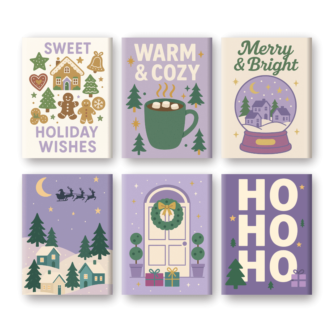 6 Mini Paintings - Purple Christmas Set-Paint by numbers