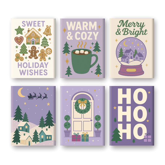 6 Mini Paintings - Purple Christmas Set-Paint by numbers