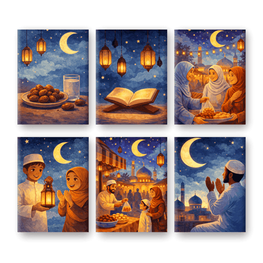6 Mini Paintings - Ramadan Evenings Set- Paint by Numbers