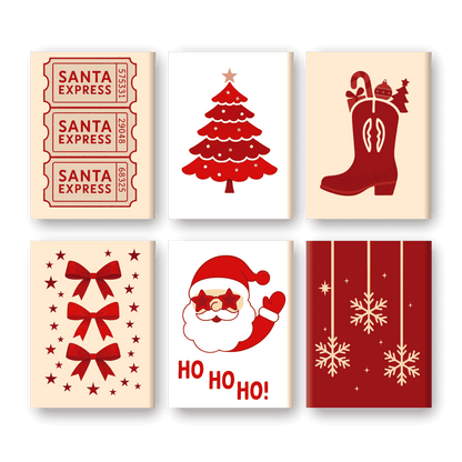 6 Mini Paintings - Red Christmas Set- Paint by Numbers
