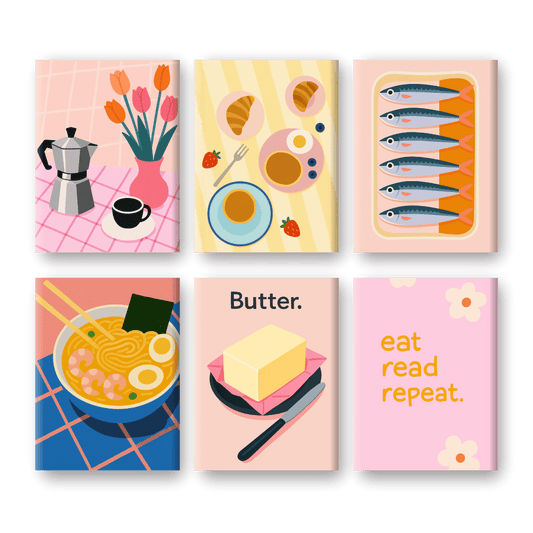 6 Mini Paintings - Retro Brunch Set-Paint by numbers
