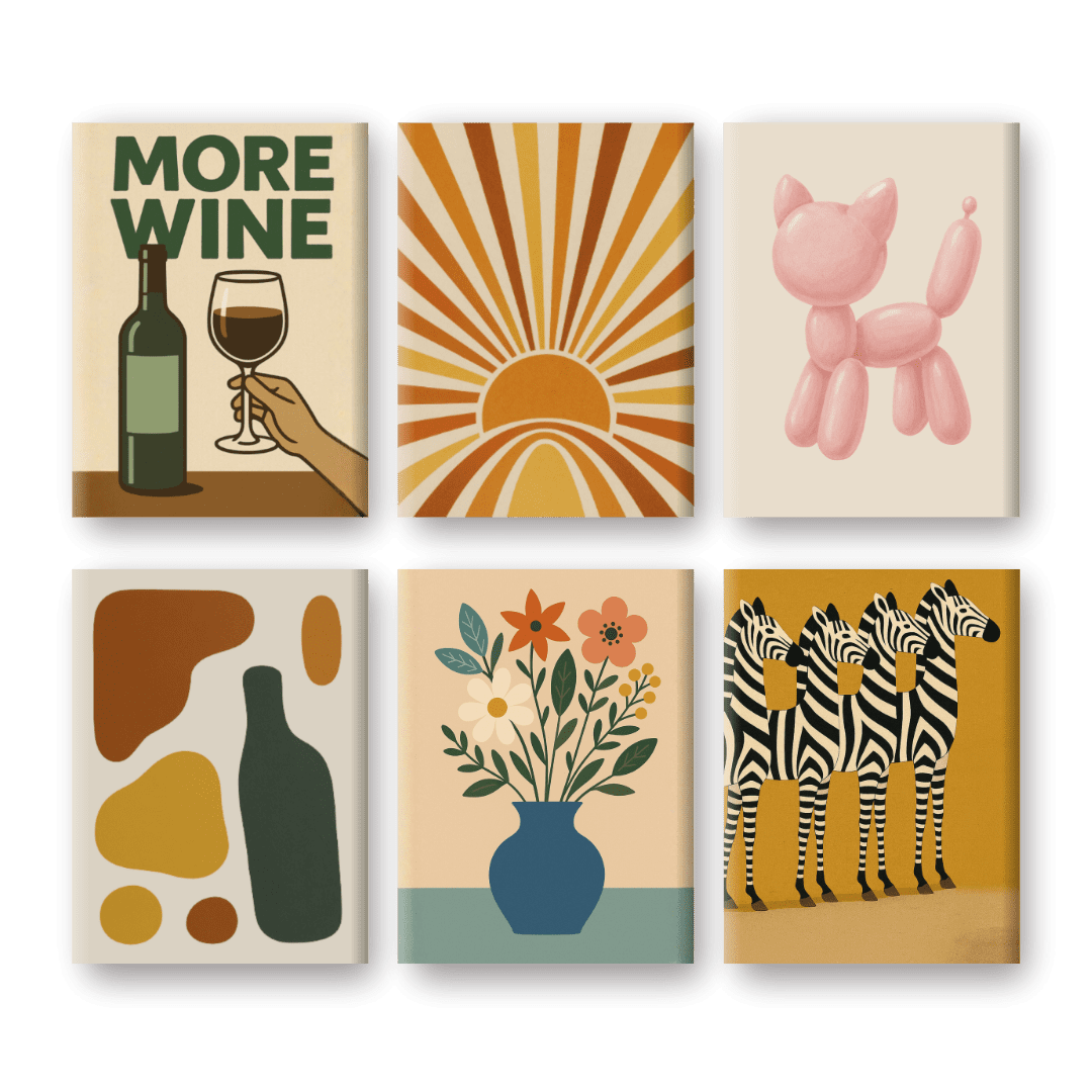 6 Mini Paintings | Retro Charm Set- Paint by Numbers