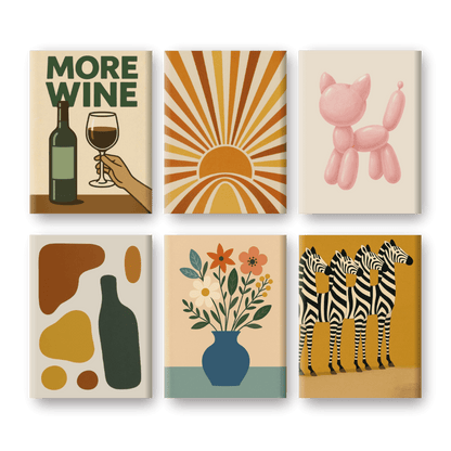 6 Mini Paintings | Retro Charm Set- Paint by Numbers