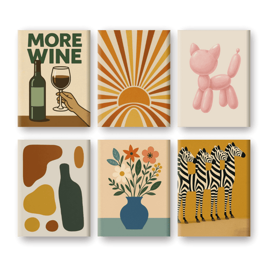 6 Mini Paintings | Retro Charm Set- Paint by Numbers