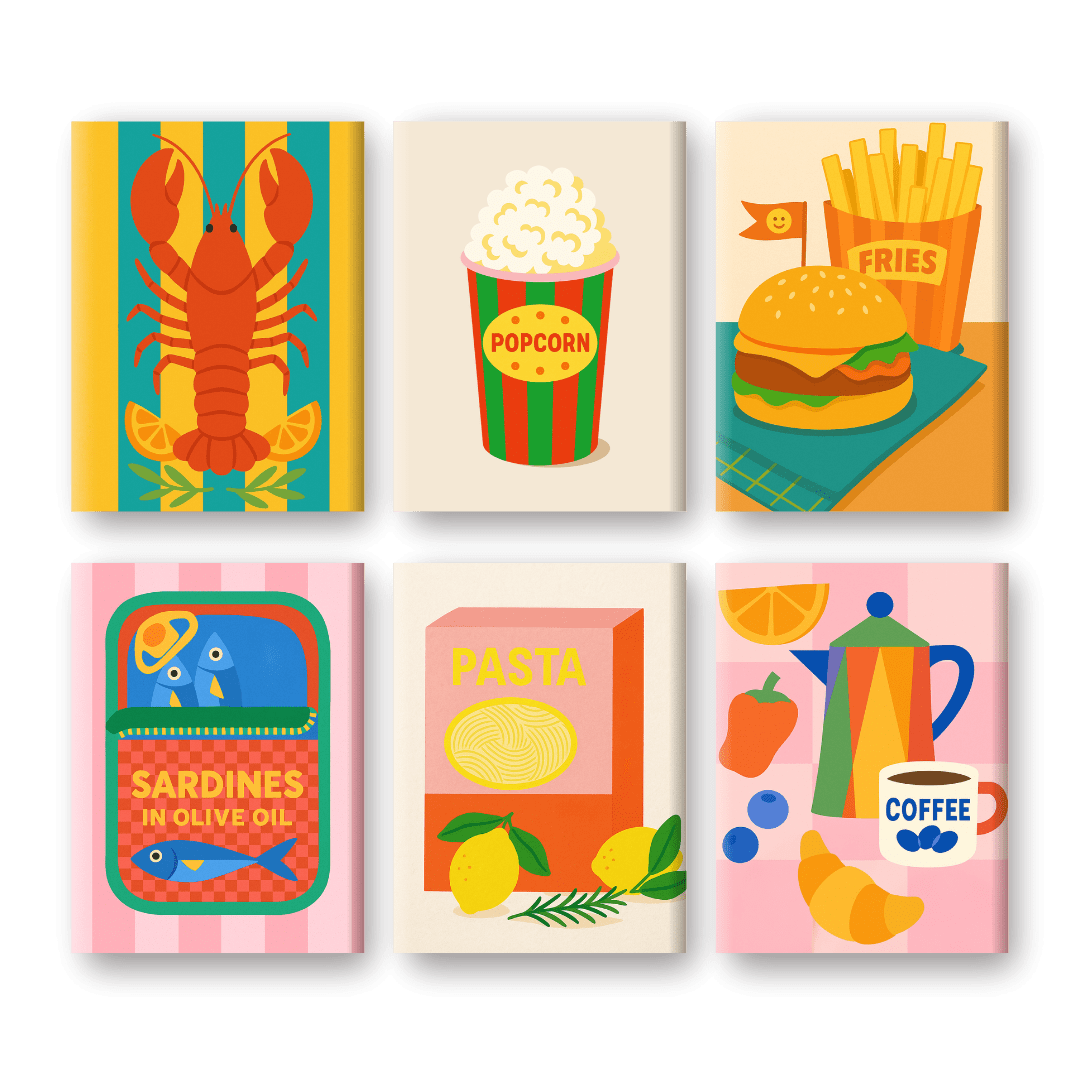 6 Mini Paintings | Retro Food Set- Paint by Numbers