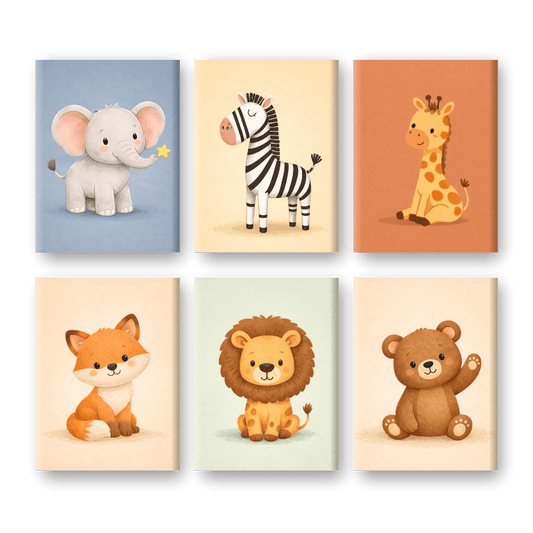 6 Mini Paintings - Safari Friends Set- Paint by Numbers