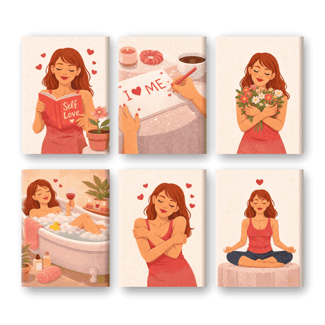 6 Mini Paintings - Self Love Set- Paint by Numbers