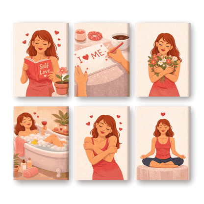 6 Mini Paintings - Self Love Set- Paint by Numbers