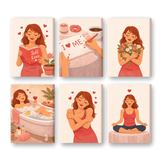 6 Mini Paintings - Self Love Set- Paint by Numbers